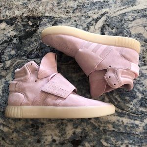 Pink Adidas tubular sneakers
